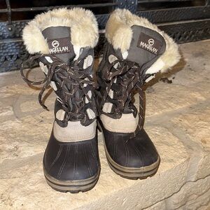 Magellan Outdoors Women's Dark Brown and Beige Suede Winter Boots